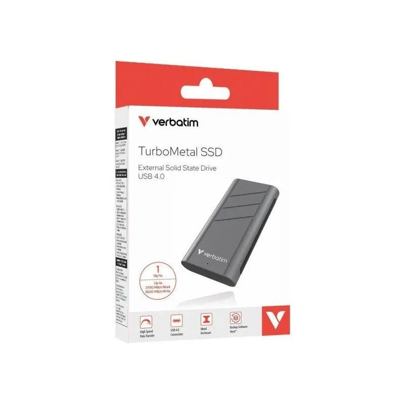 Disco Rígido Verbatim TurboMetal SSD Portátil 1TB USB-C 40 Gbit/s
