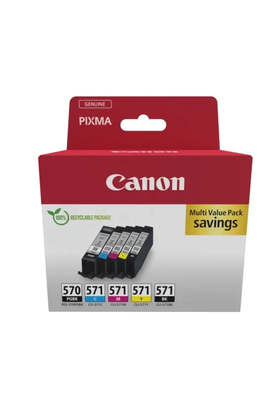 Tinteiro Canon PGI-570/CLI-571 - Ink Value Pack (Ciano, Magenta, Amarelo, & Pigmento and Fotografia Preto)