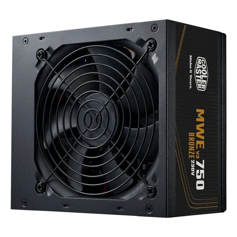 Fonte Alimentação Fonte de alimentação Cooler Master 750W Certificação 80 Plus Bronze MWE Bronze 750 V3 Extras ventoinha silenciosa e cablagem plana