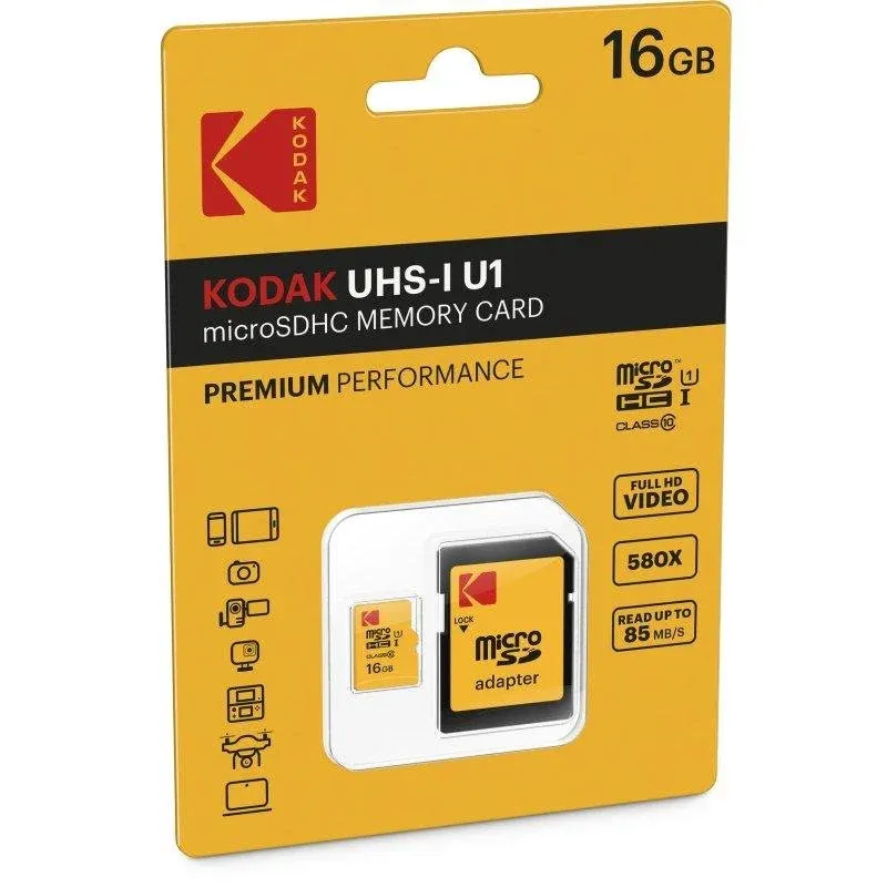 Cartão de Memória Kodak Premium Perfomance MicroSDHC 16GB Classe 10 com Adaptador