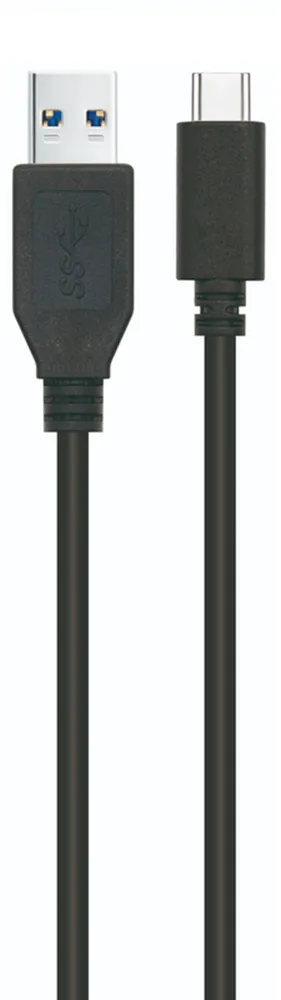 Cabo USB 3.2 Gen1 5Gbps 3A, USB-C/M-A/M, preto, AWG24, 1 M