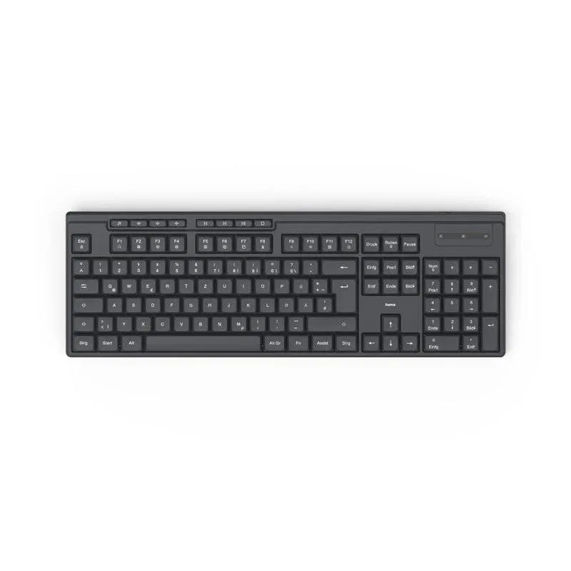 Teclado Hama WK-200 sem fios de membrana QWERTZ com teclas multimédia