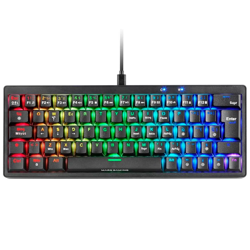 Teclado Mecânico Mars Gaming MKMINIPRO Black RGB 60% US Linear Lubricated Switches