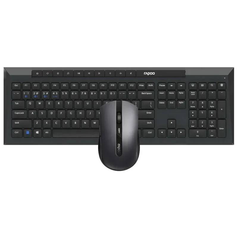 Rapoo 8210M Combo Teclado e Rato Sem Fios Multimodo Qwerty Preto