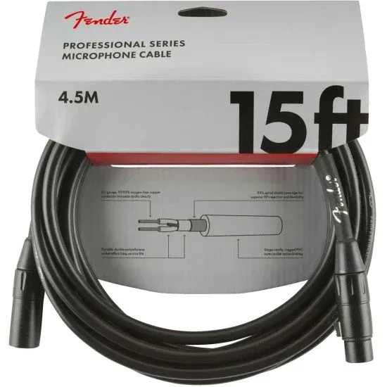 Fender CABO MICROFONE Professional Series 4,5m XLR/XLR Black