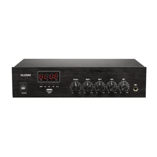 GLEMM AMPLIFICADOR AUDIO KM PAA130 100V 130W FM/USB/MP3/BT