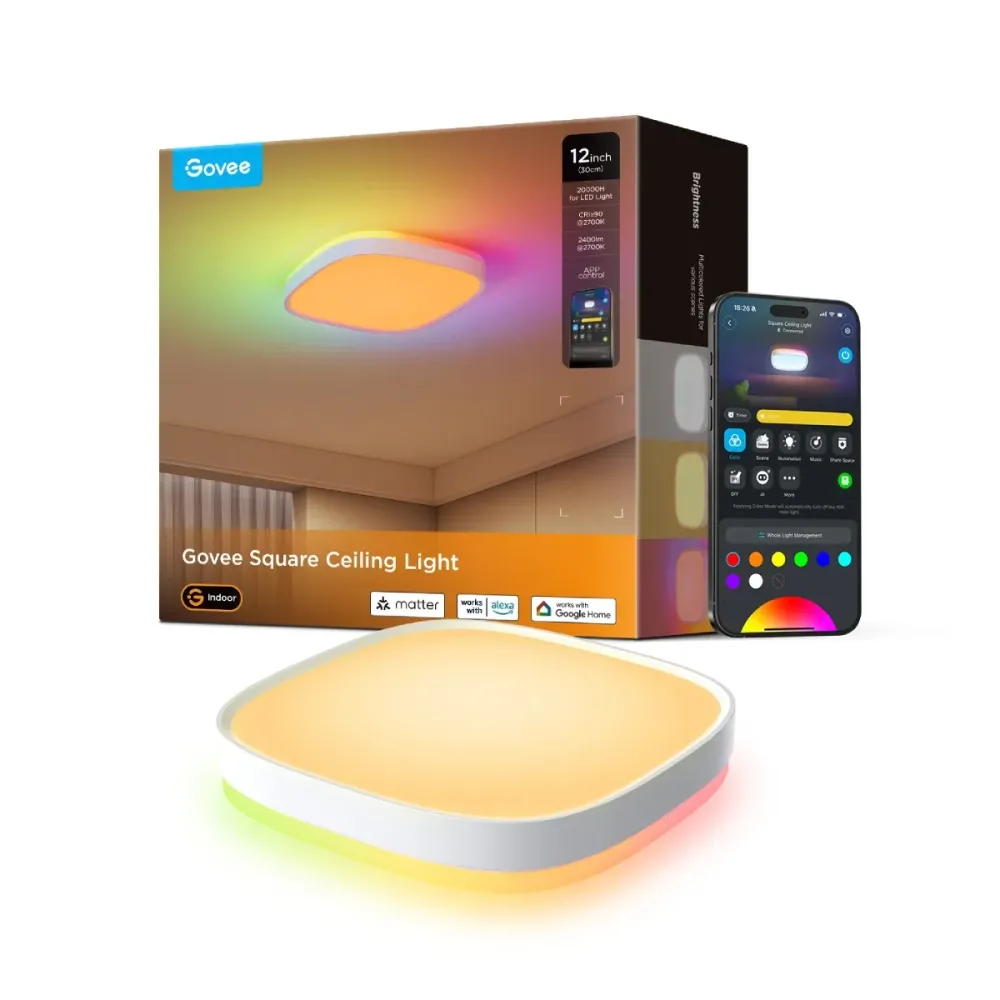 Candeeiro de Teto LED Inteligente Govee H80A4C01 12" RGBWW Branco