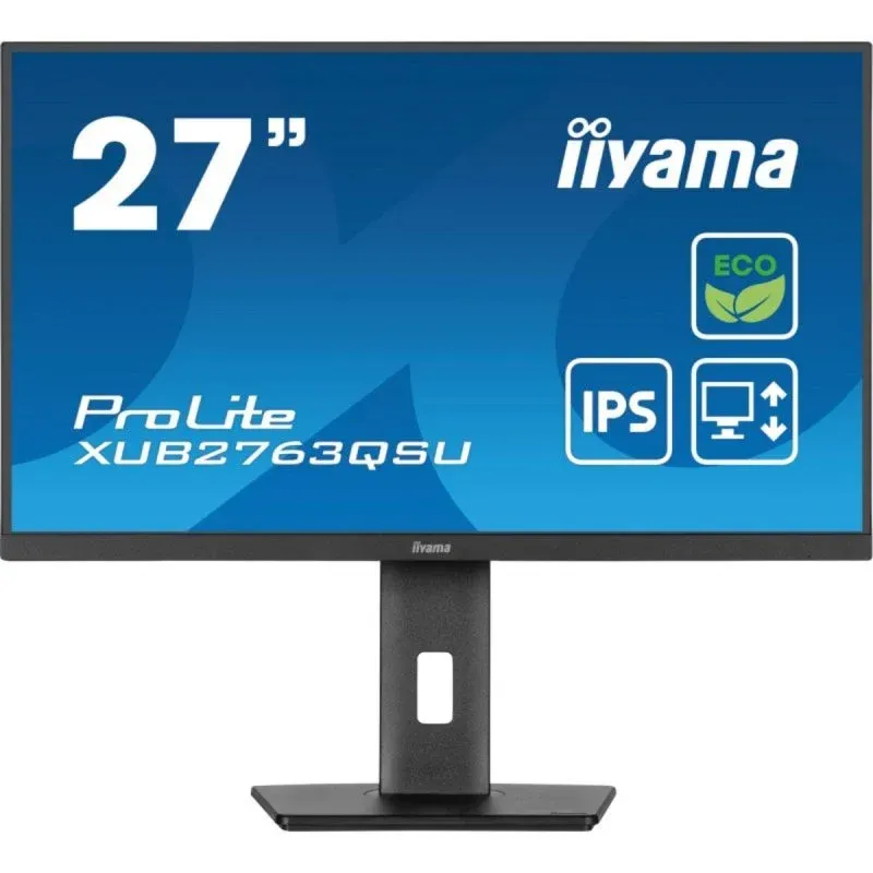 iiyama ProLite XUB2763QSU-B1 Monitor 27″ QHD 100Hz IPS Eye Safe com Hub USB e Altura Ajustável