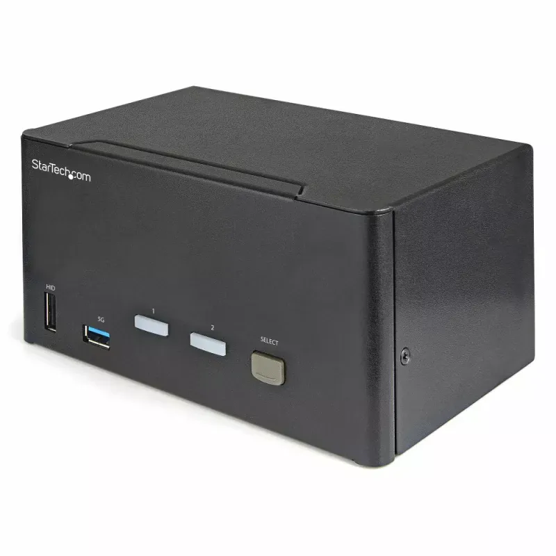StarTech.com 2 Port Triple Monitor DisplayPort KVM Switch, 4K 60Hz UHD HDR, Desktop 4K DP 1.2 KVM with 2 Port USB 3.0 Hub (5Gbps) & 4x USB 2.0 HID Ports, Audio, Hotkey Switching, TAA - Keyboard/Video/Mouse Switch - Chave de KVM / áudio - 2 x KVM / áu
