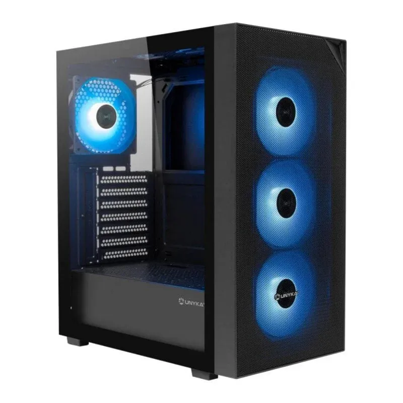 Caixa PC UNYKAch Revelat Mesh Compact Edition Caixa ATX Preto Vidro Temperado RGB