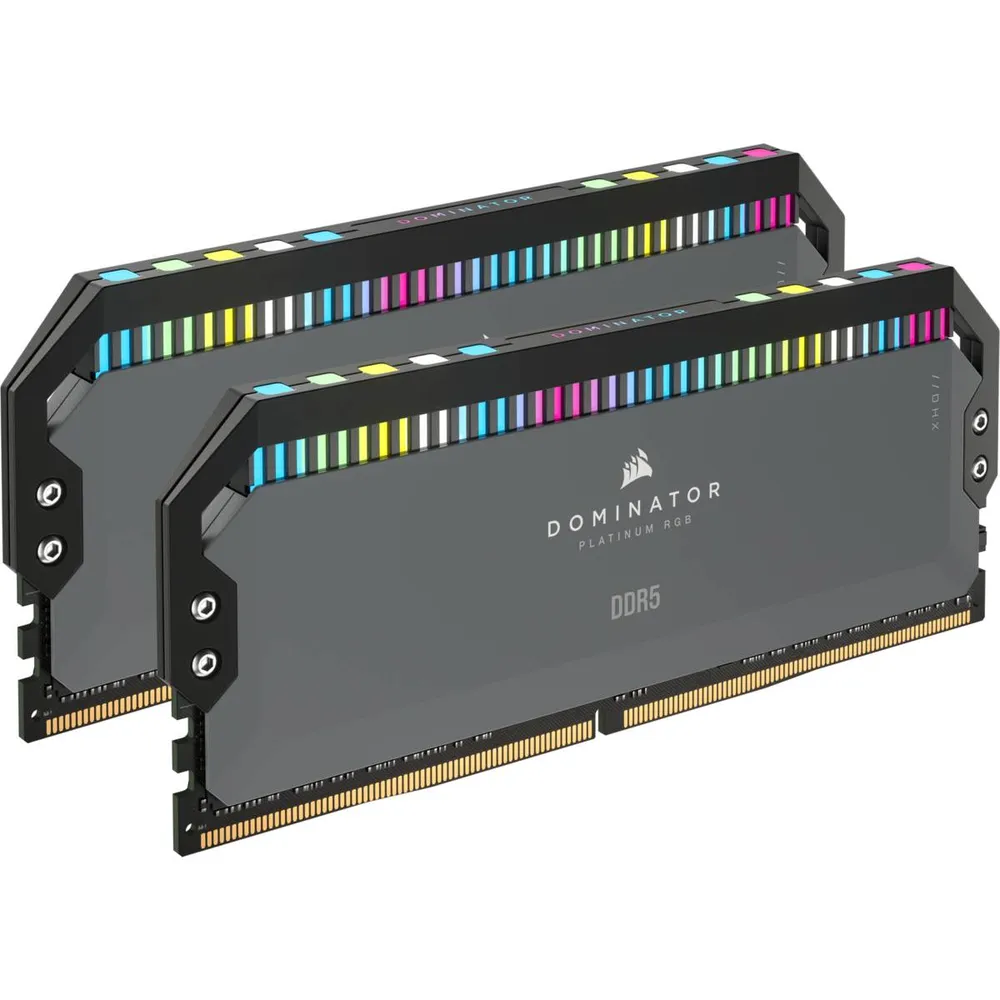 Memória RAM UDIMM Corsair Dominator Platinum RGB 32GB (2x16GB) DDR5-6000MHz (AMD Expo/Intel XMP) CL30 (30-36-36-76) 1.40V Cinzenta