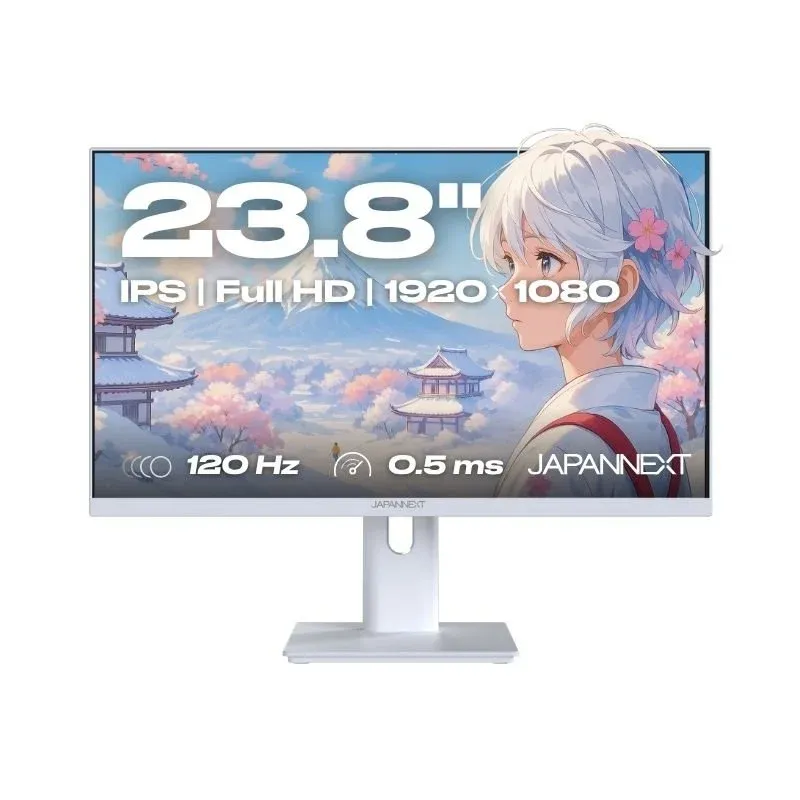 JAPANNEXT JN-IPS238G120F-HSP-W Monitor 23.8" IPS FullHD 120Hz com Altura Ajustável e FreeSync
