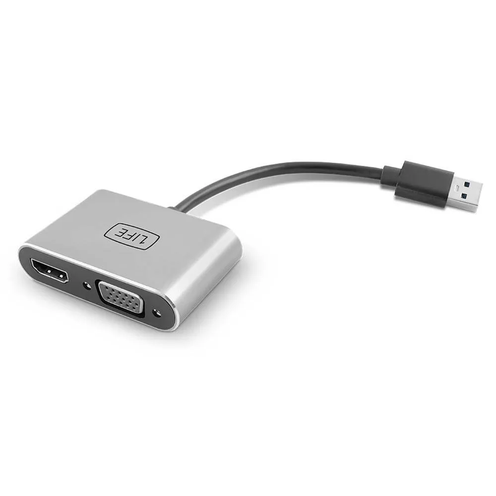 Adaptador 1Life va: USB para HDMI + VGA Cinza