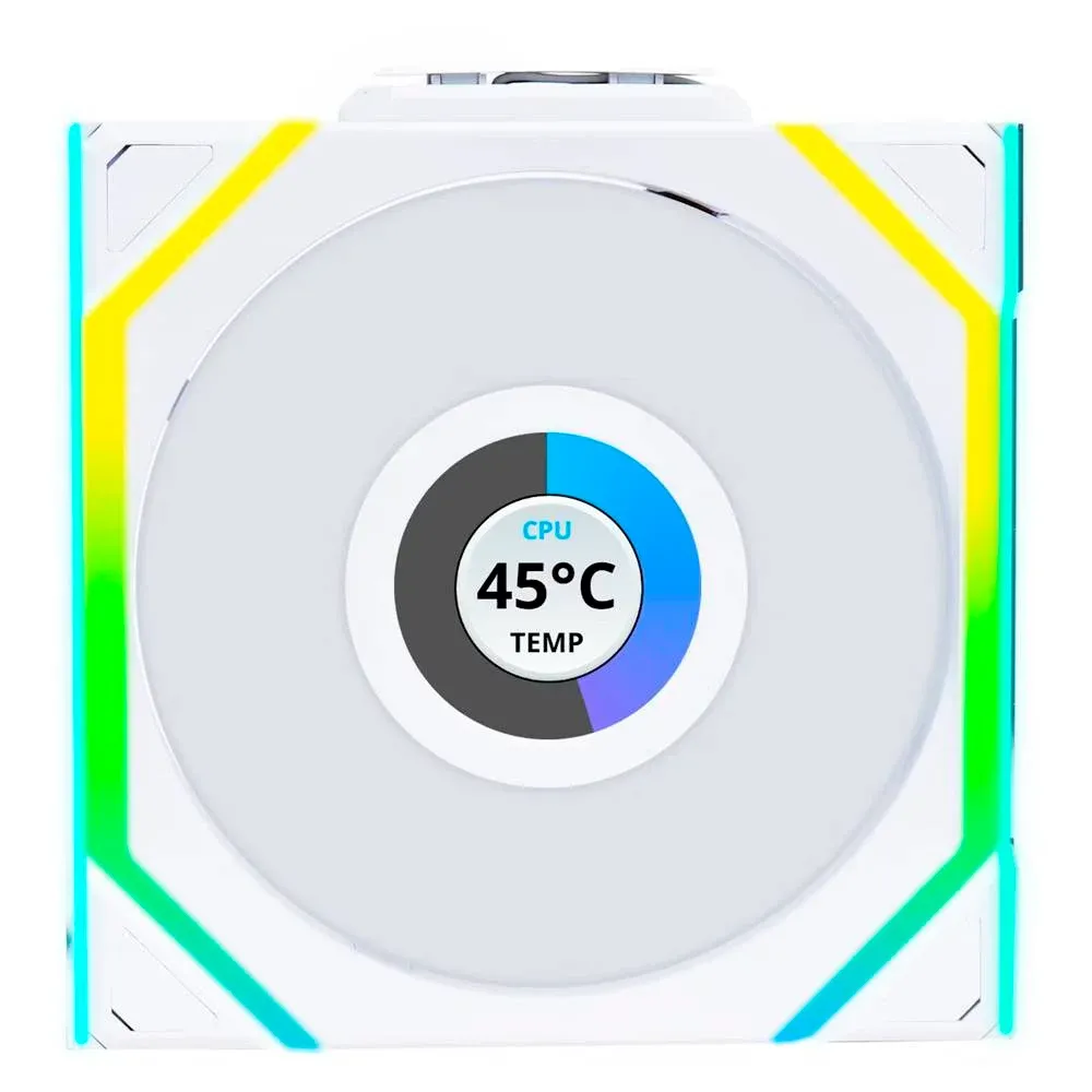Ventoinha 120mm Lian Li Uni Fan SL120 LCD Wireless RGB Reverse Blade PWM Branca