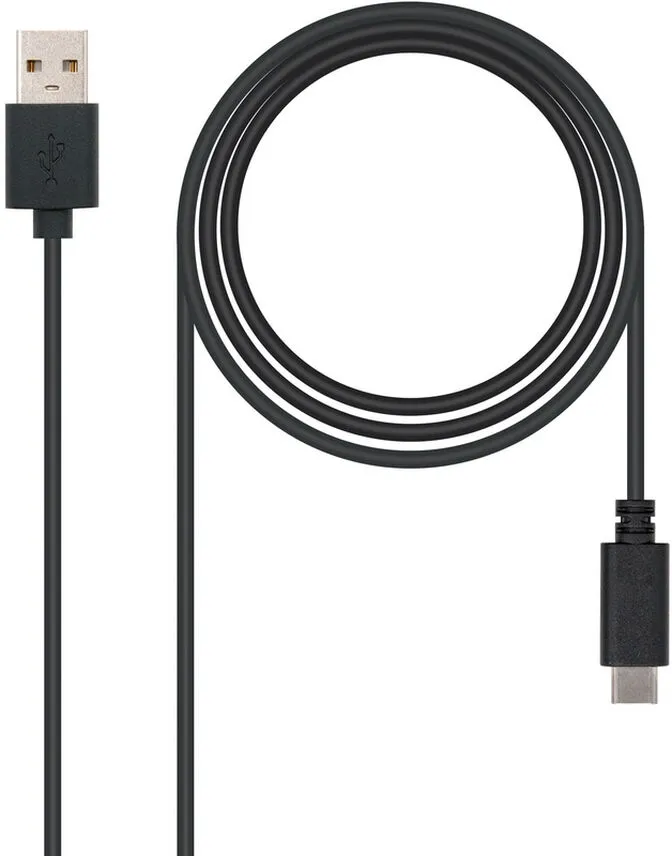 Cabo USB 2.0 3A Nanocable USB-C/M > USB-A/M 1 M Preto