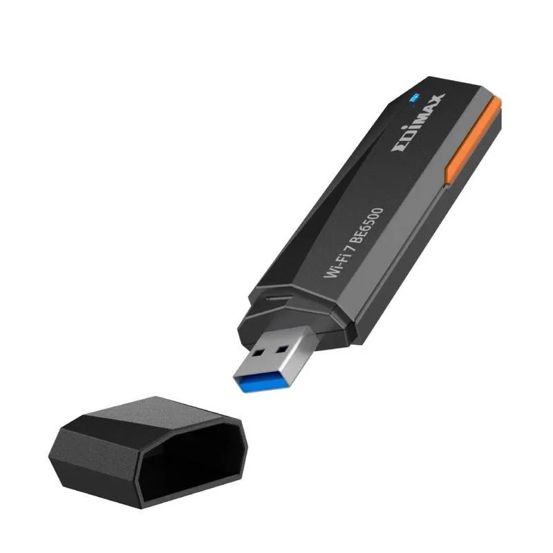 Placa de Rede Edimax EW-7822UBE USB 3.2 Wi-Fi 7 2880 Mbit/s Tribanda Preta