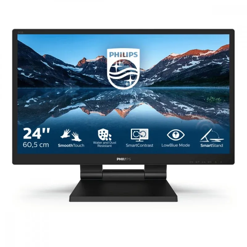 Philips 242B9T - Monitor LED - 24" (23.8" visível) - ecrã de toque - 1920 x 1080 Full HD (1080p) @ 60 Hz - IPS - 250 cd/m² - 1000:1 - 5 ms - HDMI, DVI-D, VGA, DisplayPort - altifalantes - textura preta