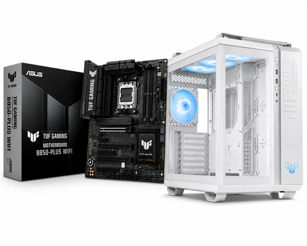 Motherboard ATX Asus TUF Gaming B850-Plus WiFi SktAM5 + Caixa Asus TUF Gaming GT502 Plus TG ARGB Branca