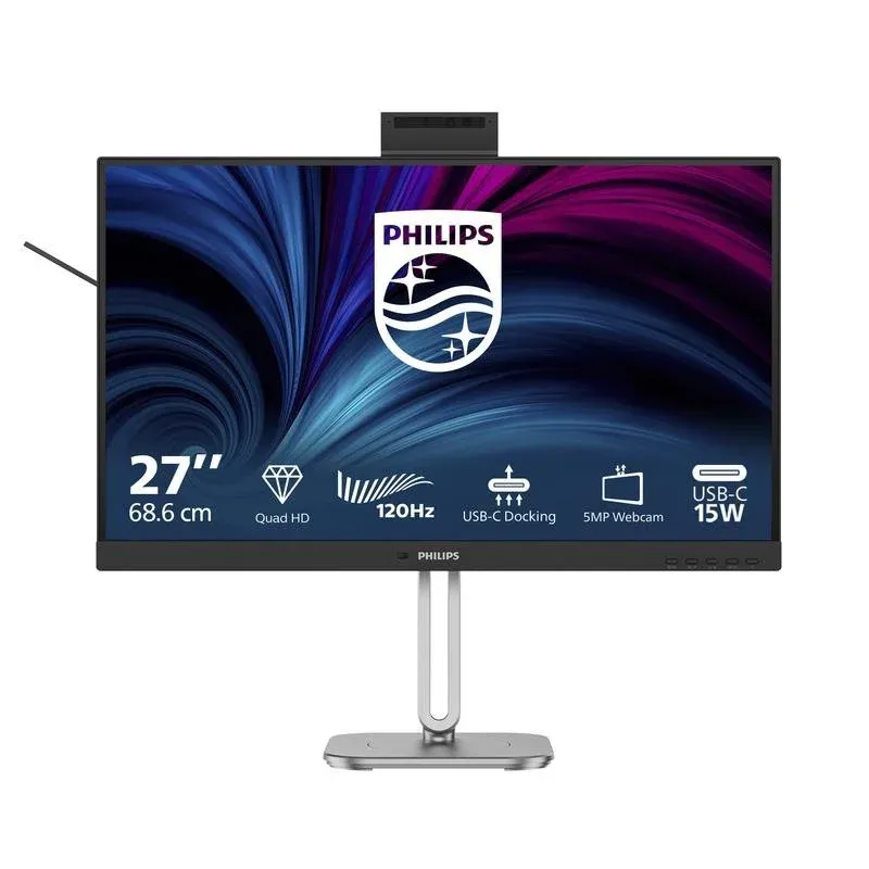 Monitor Philips 27B2U4601H 27" Quad HD 120Hz IPS USB-C Webcam Altifalantes