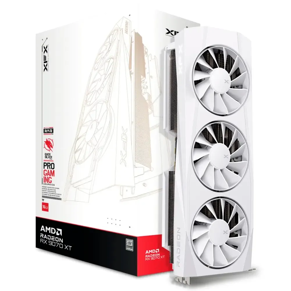 Placa Gráfica XFX AMD Radeon RX 9070 XT RDNA 4 Quicksilver White Gaming Edition 16GB GDDR6