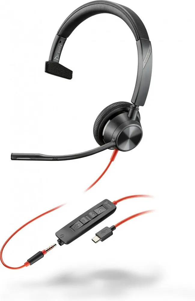 HP Poly Blackwire 3315 Monaural USB-C Headset +3.5mm Plug 8X217AA