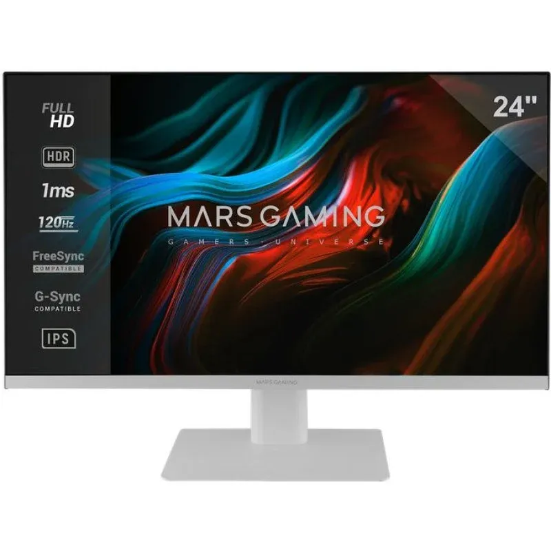 Mars Gaming MV-24 Monitor 24” IPS FHD 120Hz HDR10 Freesync e G-Sync Altifalantes Integrados Branco