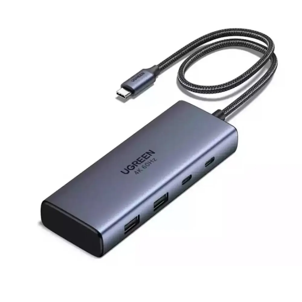 Adaptador USB-C UGREEN 7-em-1 (2x HDMI + 2x USB-A + 2x USB-C 100W) Cinza