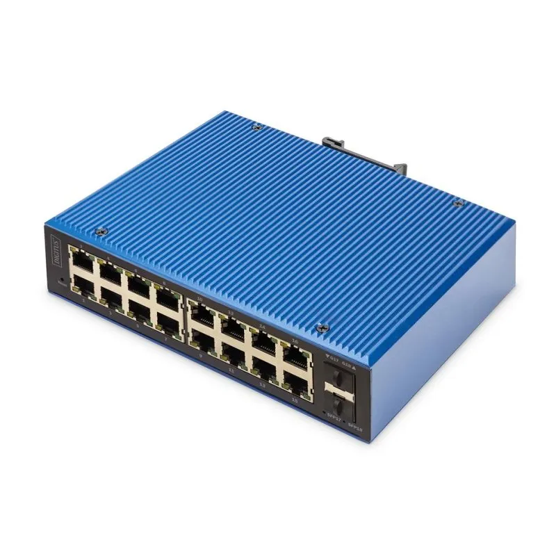 Comutador Industrial Digitus 16+2 Ports Gigabit PoE+ Gerido L2