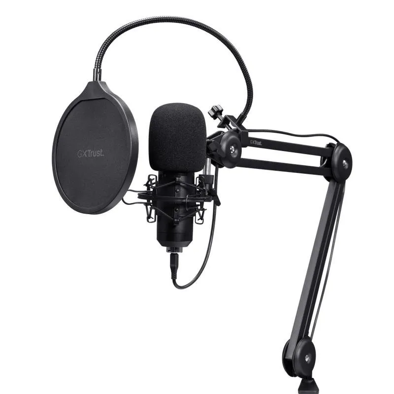 Microfone Trust GXT 270 Emita II+ USB cardioide com braço ajustável e filtro antipop