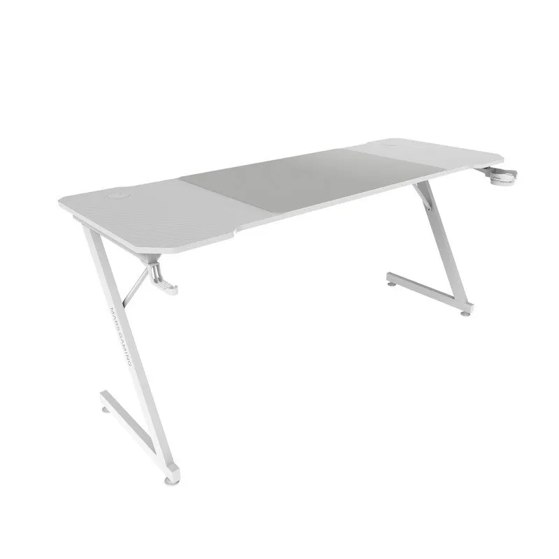 Mars Gaming MGD-X160 Mesa Ergonómica com Tapete XXL Suportes para Auscultadores e Bebidas 160x60cm Branca
