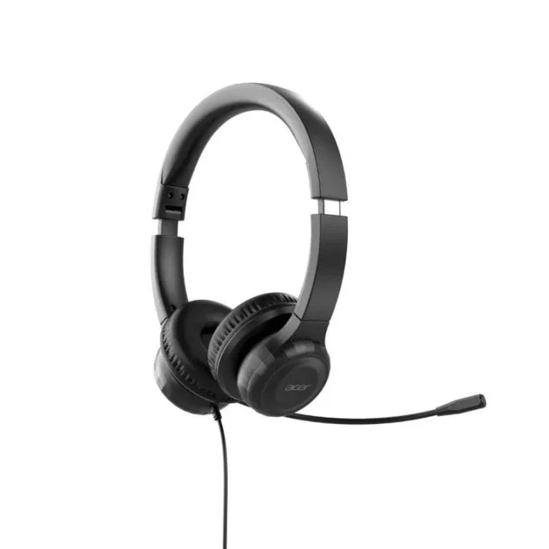 Auriculares Acer AHW154 com cabo USB e jack 3,5 mm para escritório e call center preto