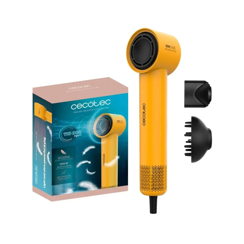 Secador de Cabelo Cecotec RockStar Style 1500W Amarelo