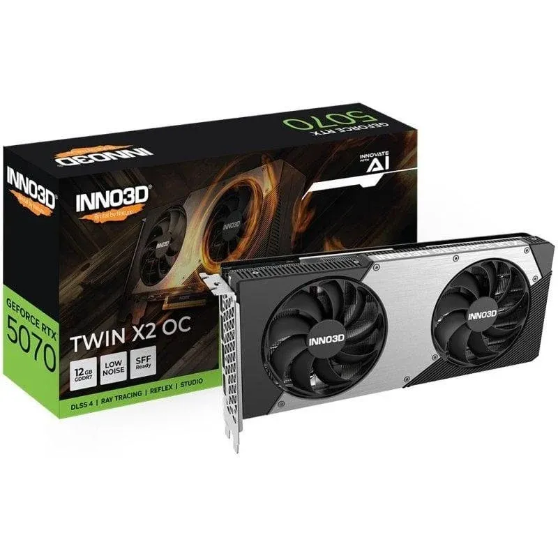 Placa gráfica Inno3D GeForce RTX 5070 TWIN X2 OC 12GB GDDR7 Reflex 2 RTX AI DLSS4