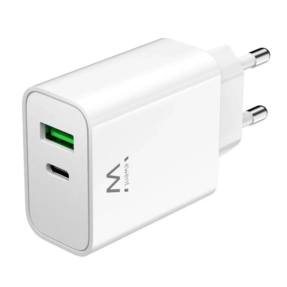 Carregador Ewent CA PD USB-C e USB-A QC3.0 2 portas (30W) Branco