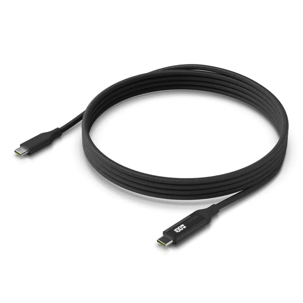 Cabo Ubiquiti USB-C 2m 100W 480Mbps Preto c/ Display