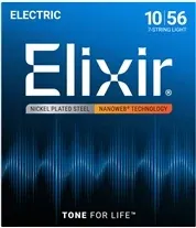 Jogo cordas guitarra elétrica Elixir 12057 Nanoweb Coated 7 cordas 010-056