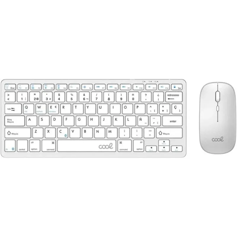 Teclado e Rato Bluetooth COOL Mobility compacto Layout ES para PC e Tablet Branco