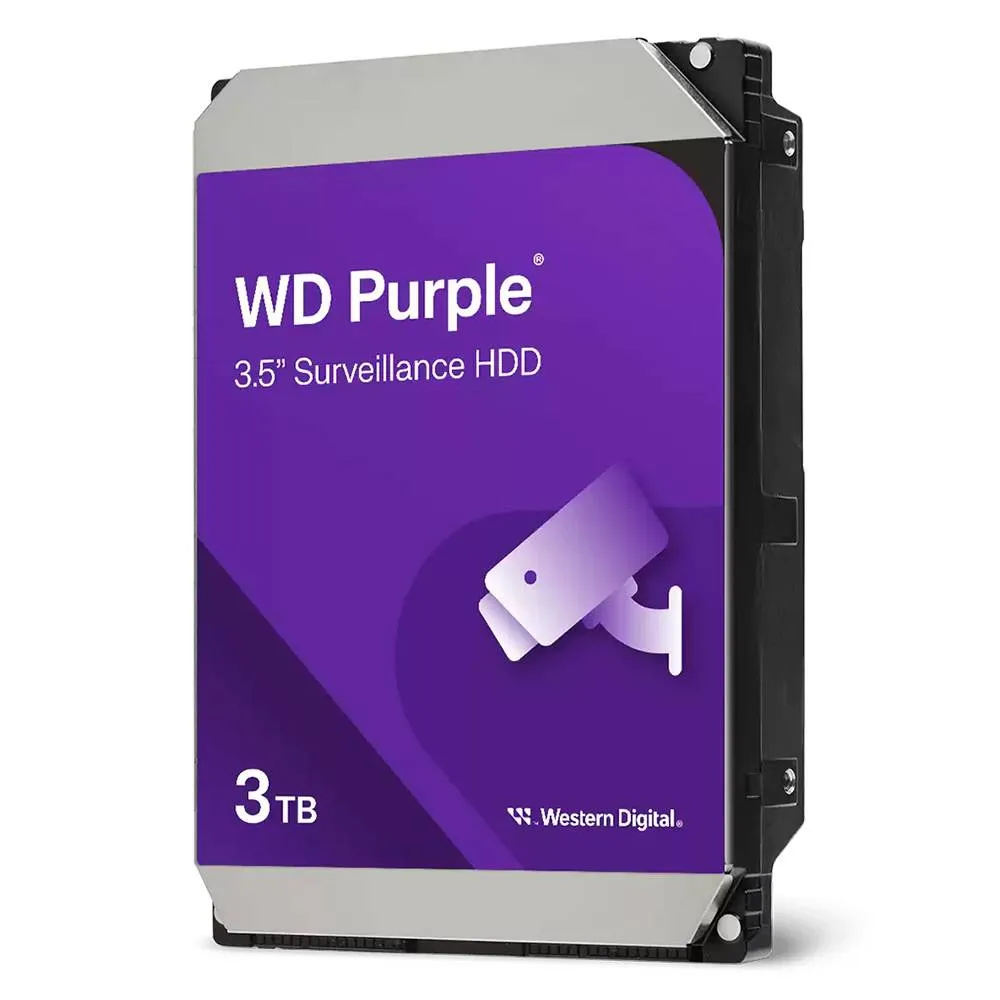 Disco Rígido 3.5 Western Digital WD Purple 3TB 5400RPM 128MB Cache 175MB/s CMR Air SATA III 6Gb/s