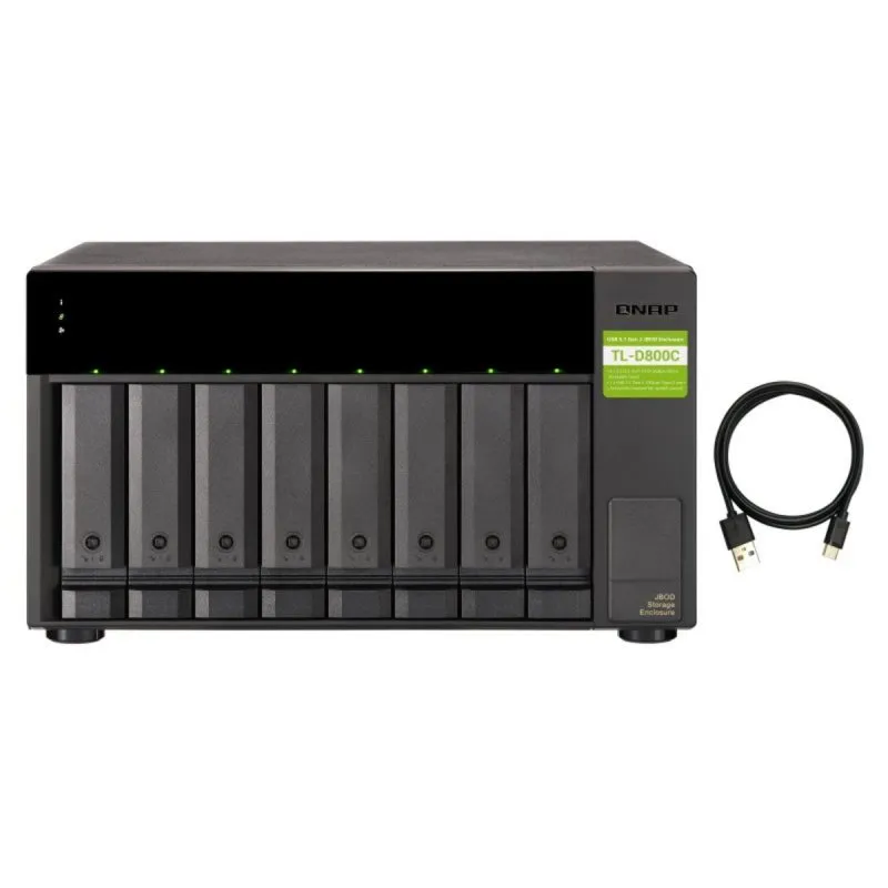 QNAP TL-D800C NAS 8 Baías USB 3.2 Gen2 Hot-Swap SATA 6Gb/s Preta/Cinzento