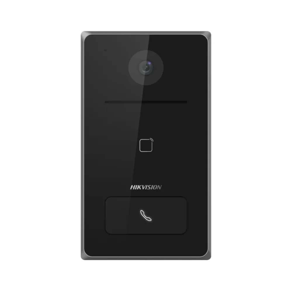 Vídeo Porteiro IP Hikvision Wifi 2MP PoE 1 Botão c/Abertura com cartão TF 1 relés Embutida IP65