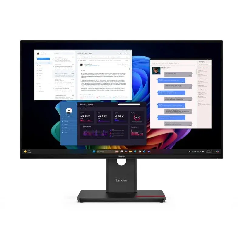 Lenovo ThinkVision T27UD-40 Monitor 27" 4K UHD 60Hz IPS HDR10 USB-C com Ethernet e Ajuste de Altura