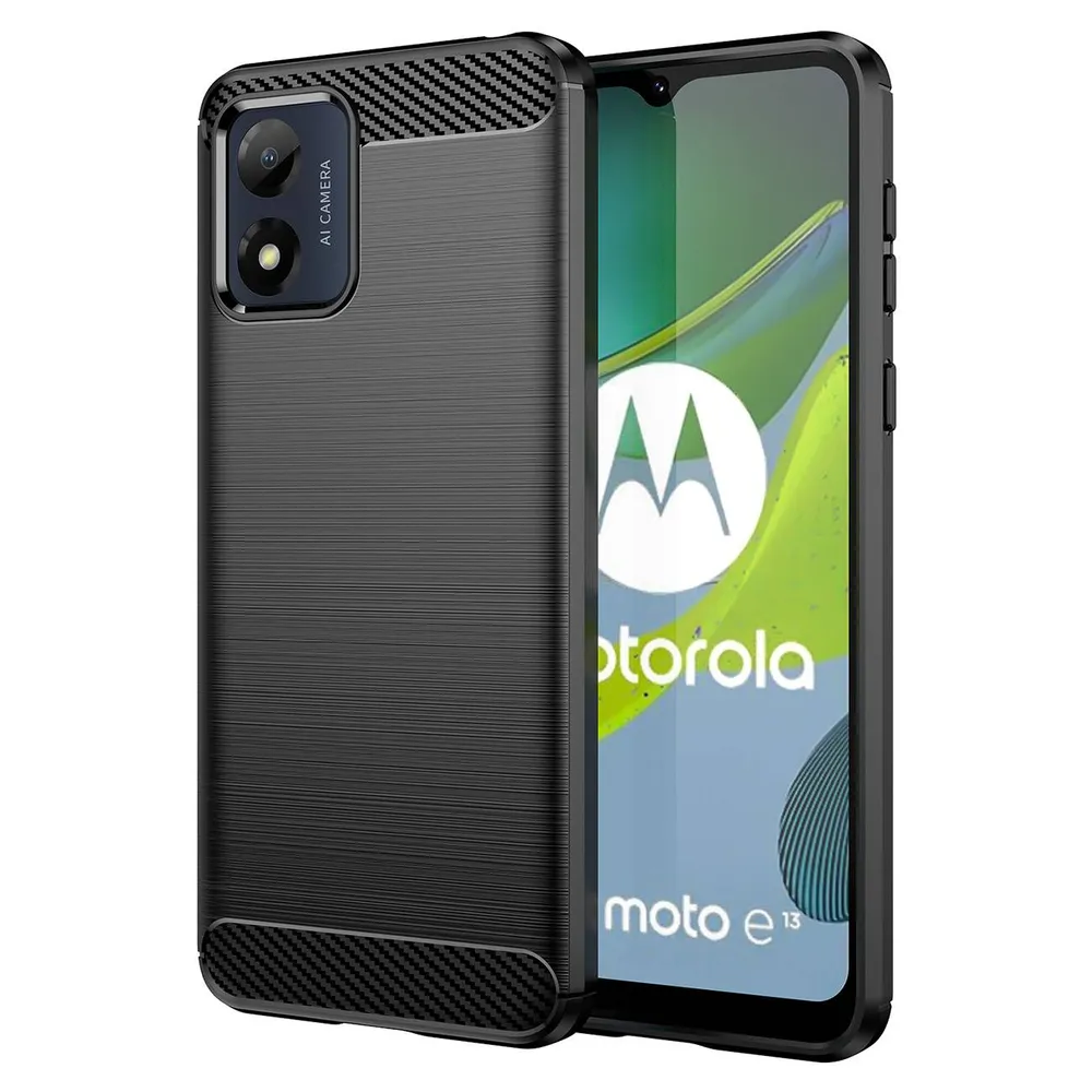 Capa Hurtel Moto E13 Carbon Flexible Black