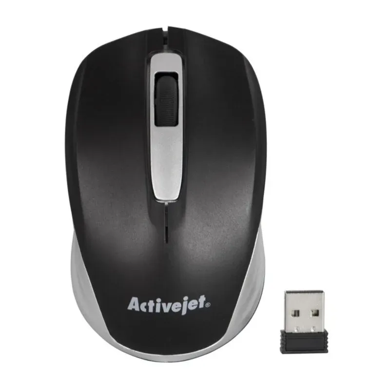 Rato Activejet AMY-313 Sem Fios RF 1200 DPI Preto Cinzento Ambidestro