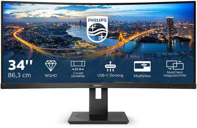 Monitor Curvo Philips B-Line 34" 346B1C VA UWQHD 100Hz USB-C (90W)