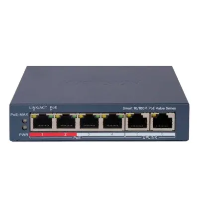 Switch Hikvision DS-3E1106P-EI 6 Portas 60W PoE 10/100Mbps