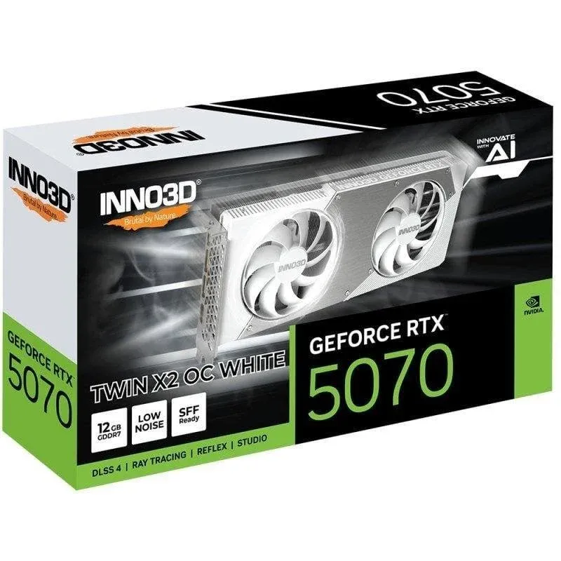 Placa gráfica Inno3D GeForce RTX 5070 TWIN X2 OC WHITE 12GB GDDR7 Reflex 2 RTX AI DLSS4