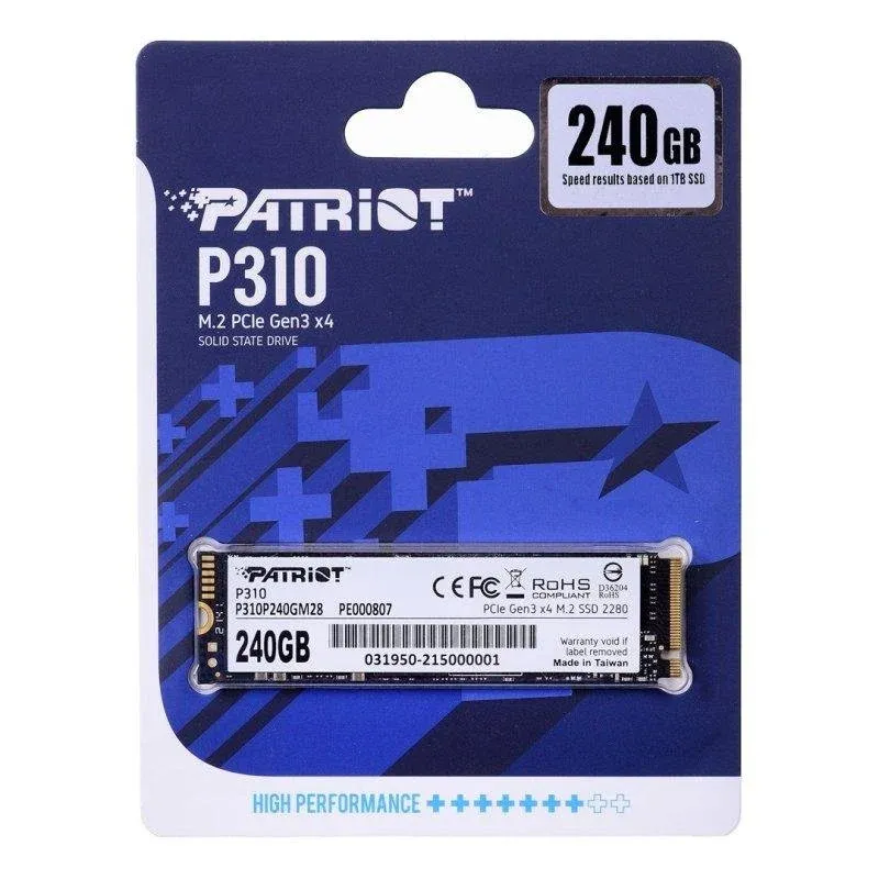 Disco Rígido Disco Duro Patriot P310 240GB M.2 NVMe PCIe 1700MB/s Alta Performance