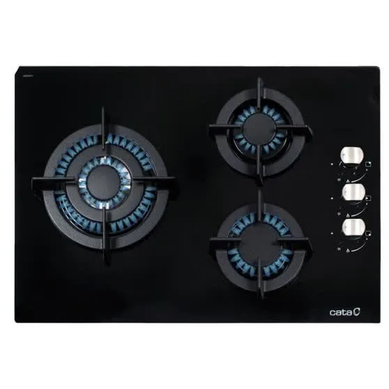 Placa De Fogão | Cata | Cci5003Bk | 3 Queimadores | Vidro Preto