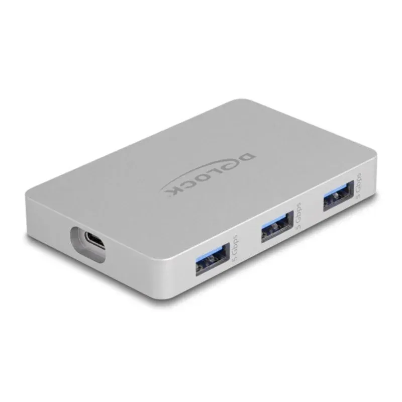 Hub Delock 7 portas 10 Gbps USB-C alumínio cinza PD 82 W