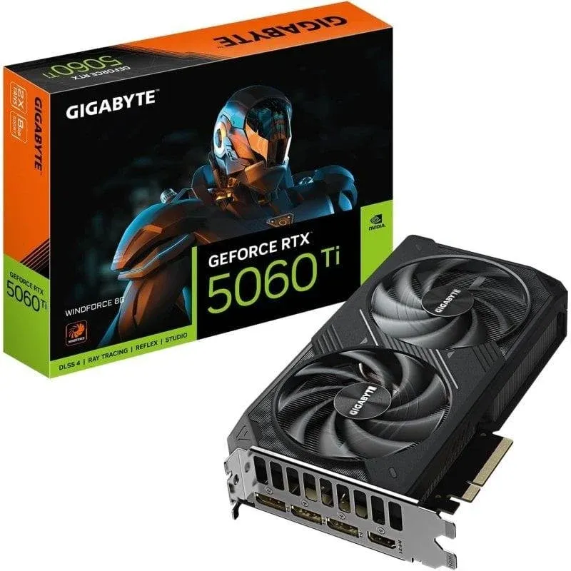 Placa gráfica Gigabyte GeForce RTX 5060 Ti WINDFORCE 8GB GDDR7 Reflex 2 RTX AI DLSS4